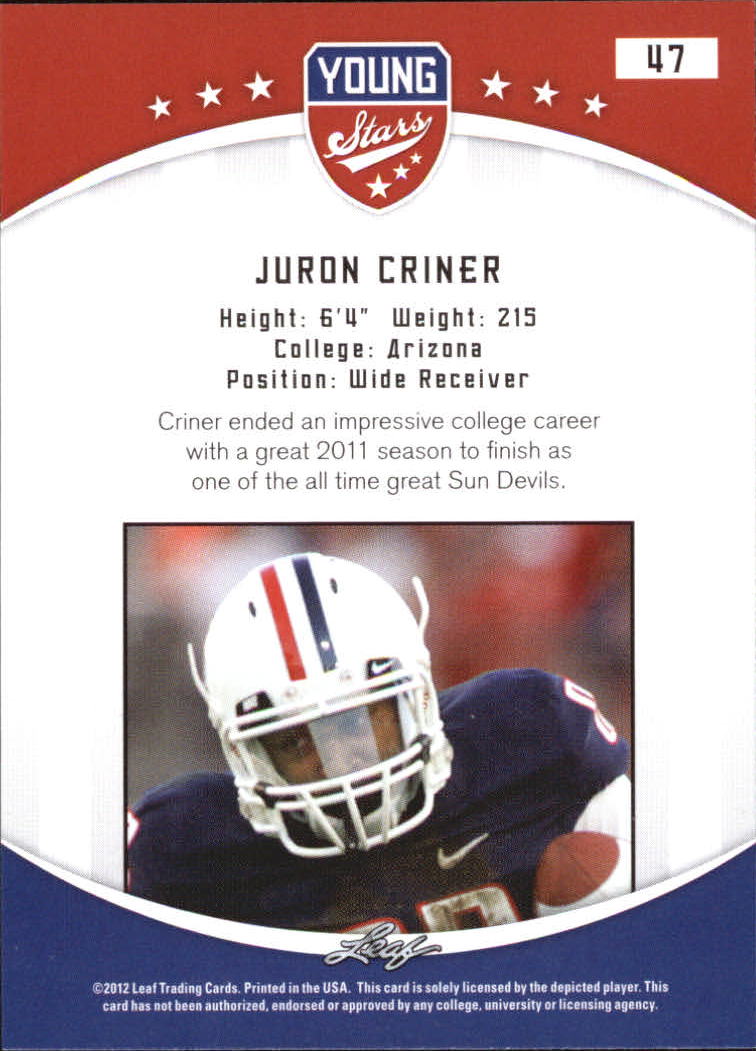 2012 Leaf Young Stars Draft #47 Juron Criner back image