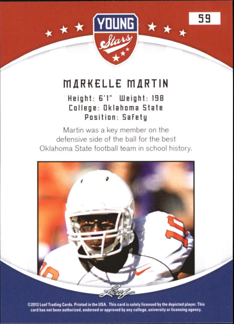 2012 Leaf Young Stars Draft #59 Markelle Martin back image