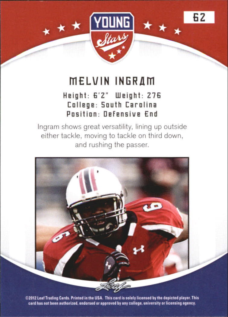 2012 Leaf Young Stars Draft #62 Melvin Ingram back image