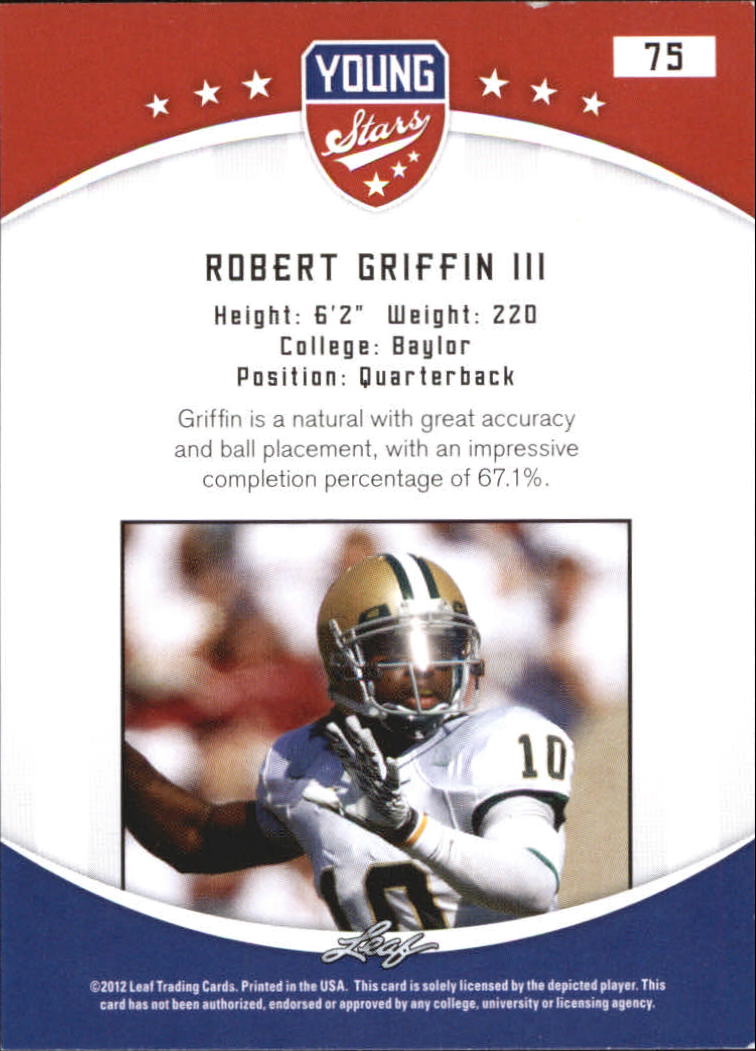 2012 Leaf Young Stars Draft #75 Robert Griffin III back image