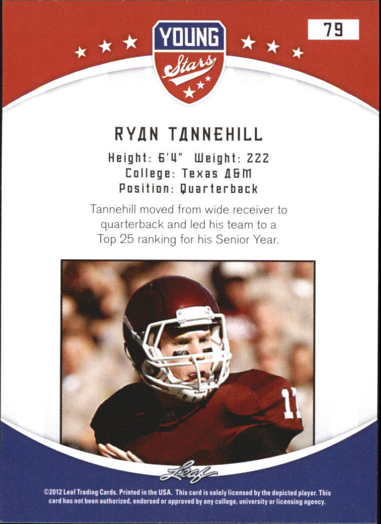 2012 Leaf Young Stars Draft #79 Ryan Tannehill back image