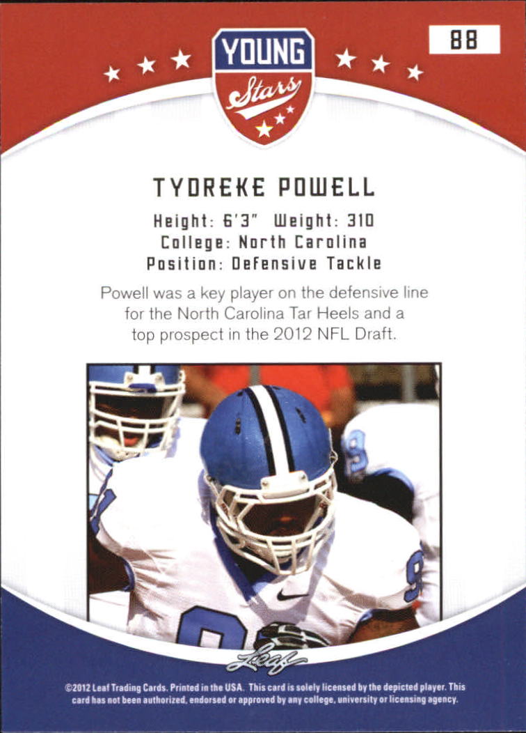 2012 Leaf Young Stars Draft #88 Tydreke Powell back image