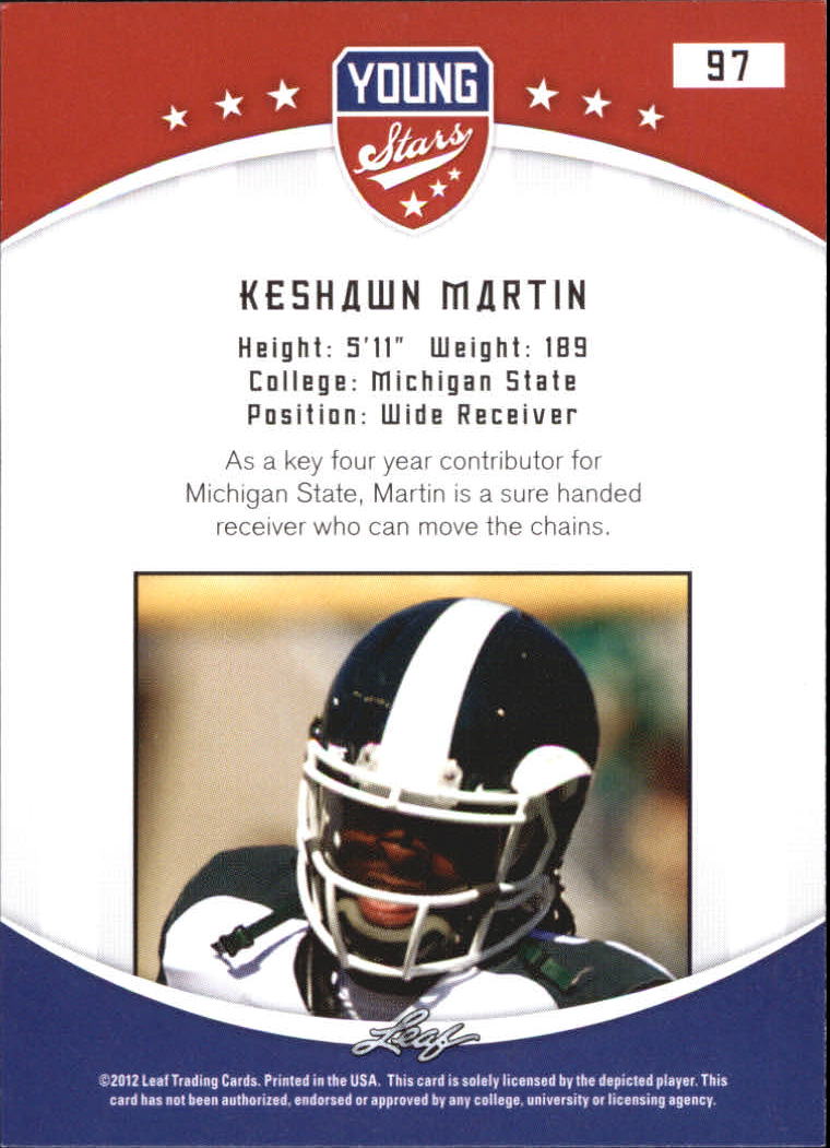 2012 Leaf Young Stars Draft #97 Keshawn Martin back image