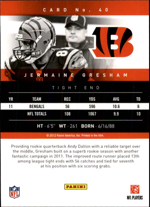 2012 Prestige #40 Jermaine Gresham back image