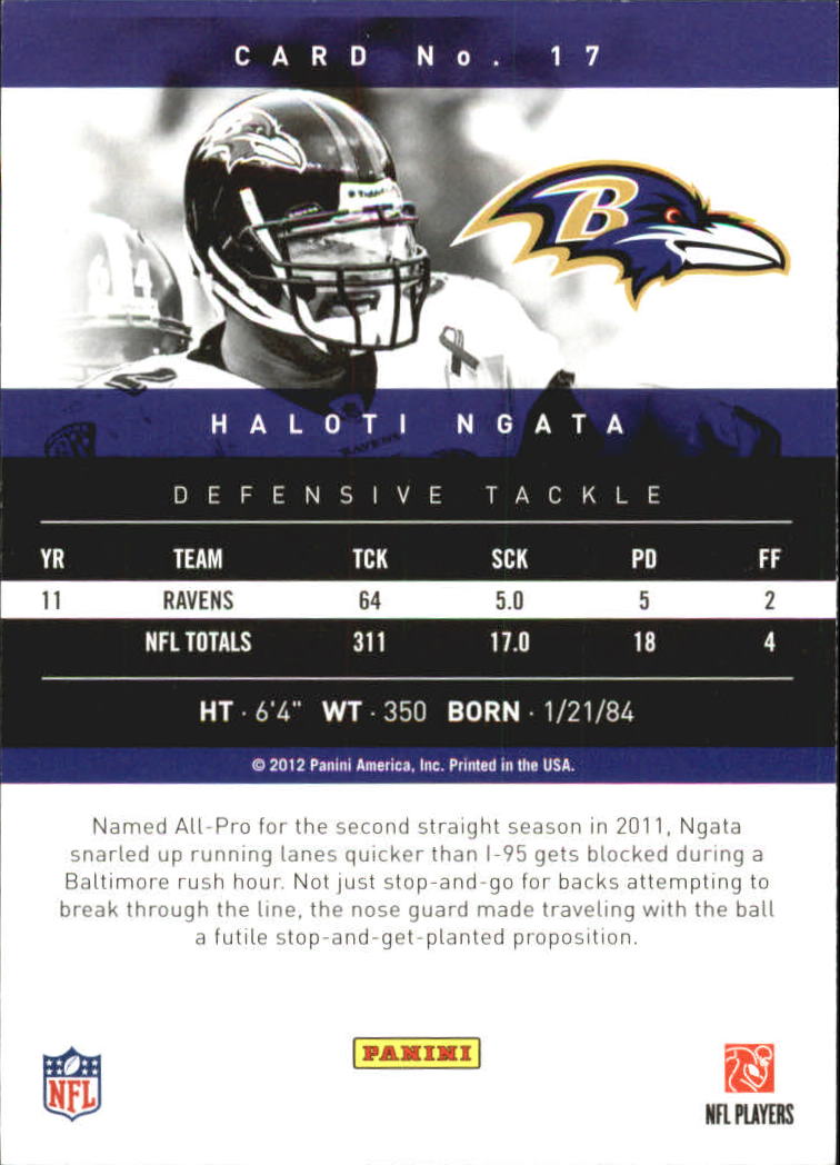 2012 Prestige Extra Points Gold #17 Haloti Ngata back image