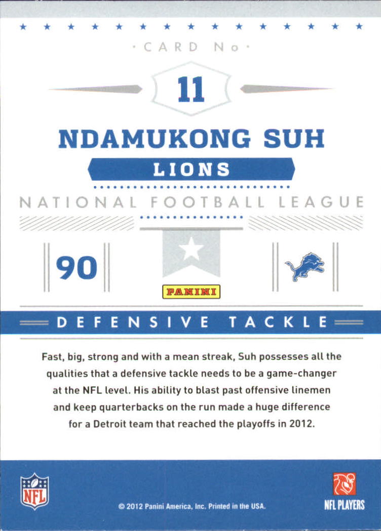 2012 Prestige Stars of the NFL #11 Ndamukong Suh back image