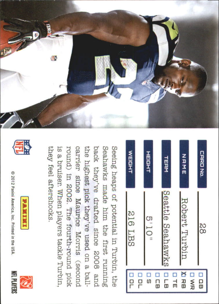 2012 Prestige NFL Draft Tickets #28 Robert Turbin back image