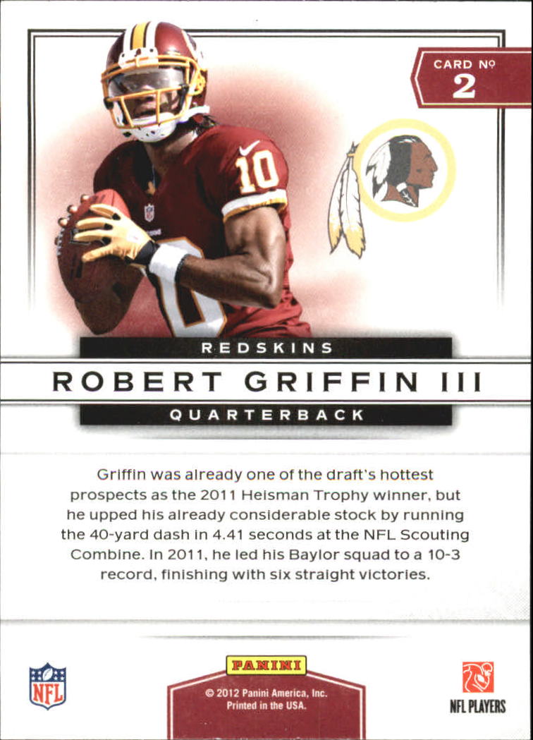 2012 Prestige Prestigious Picks #2 Robert Griffin III back image