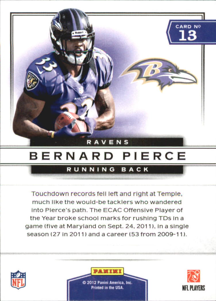 2012 Prestige Prestigious Picks #13 Bernard Pierce back image