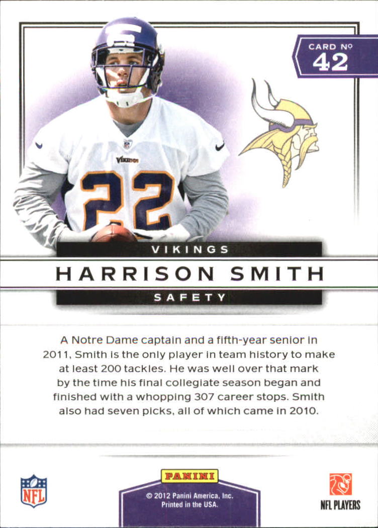 2012 Prestige Prestigious Picks #42 Harrison Smith back image