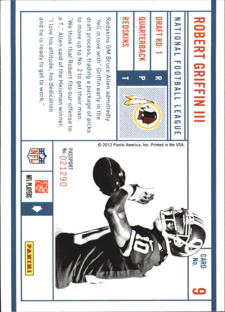 2012 Prestige NFL Passport #9 Robert Griffin III back image