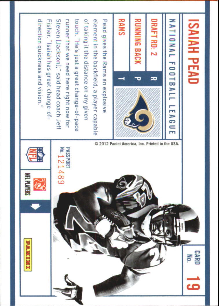 2012 Prestige NFL Passport #19 Isaiah Pead back image