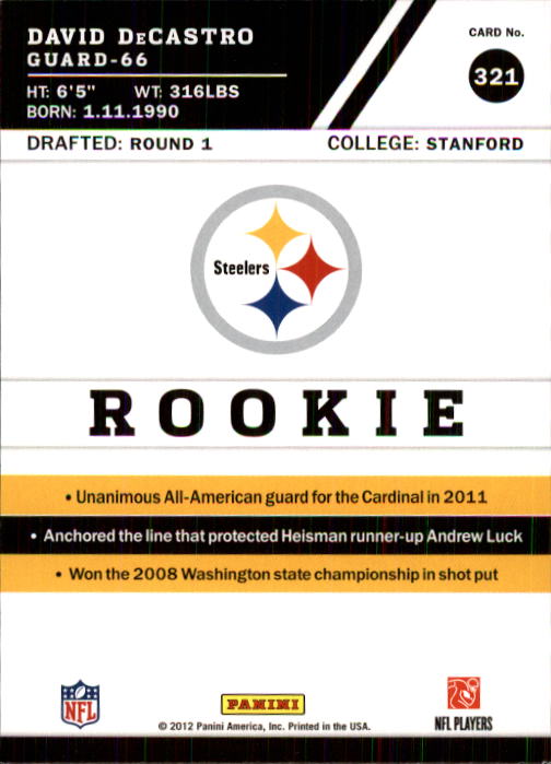 2012 Score Football Card Pick (Base) 252-400