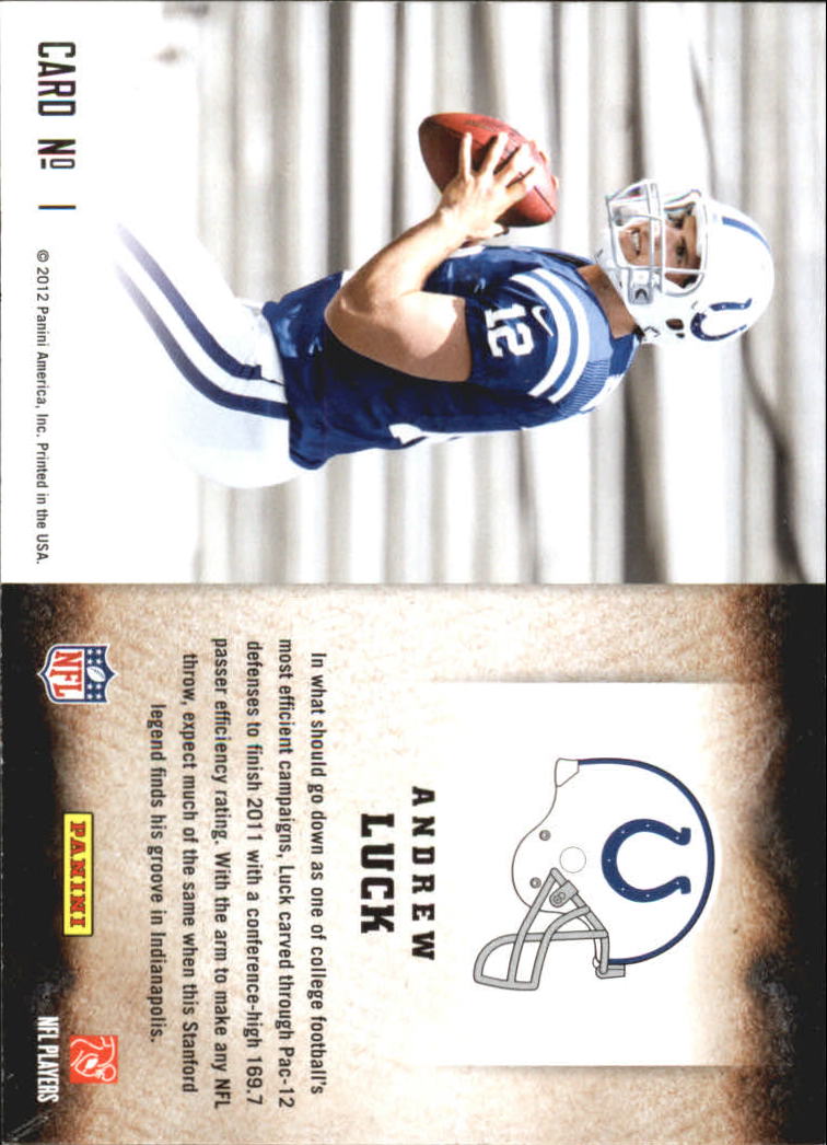 2012 Score Hot Rookies Glossy #1 Andrew Luck back image
