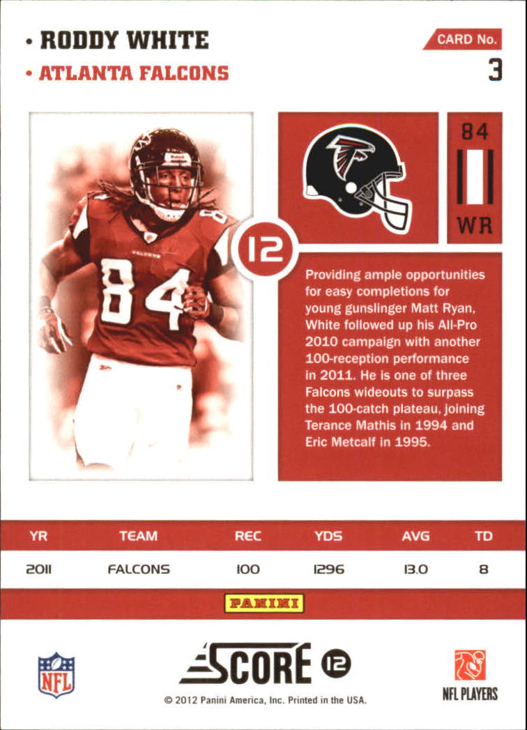 2012 Score Numbers Game #3 Roddy White back image