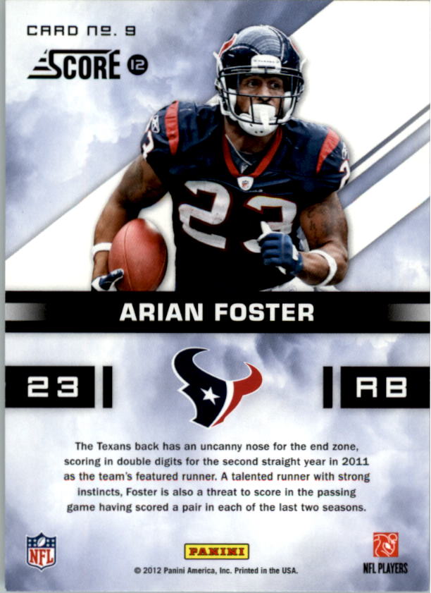 2012 Score In the Zone #9 Arian Foster back image