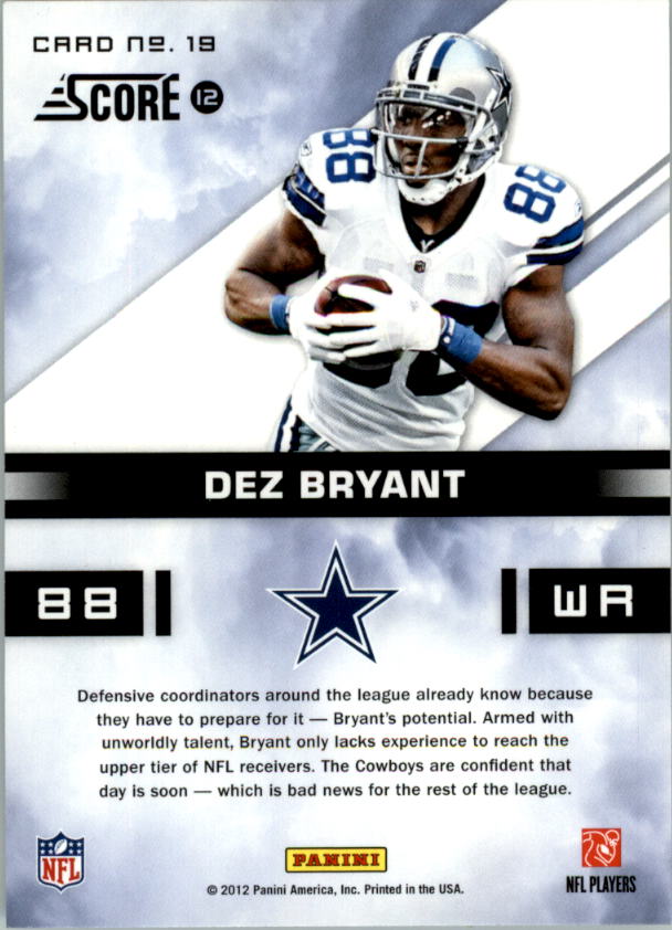 2012 Score In the Zone #19 Dez Bryant back image