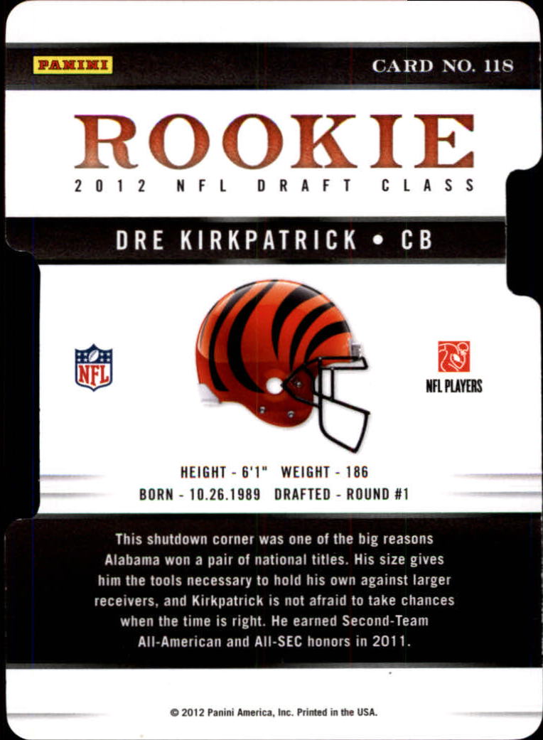 2012 Elite Aspirations #118 Dre Kirkpatrick/79 back image