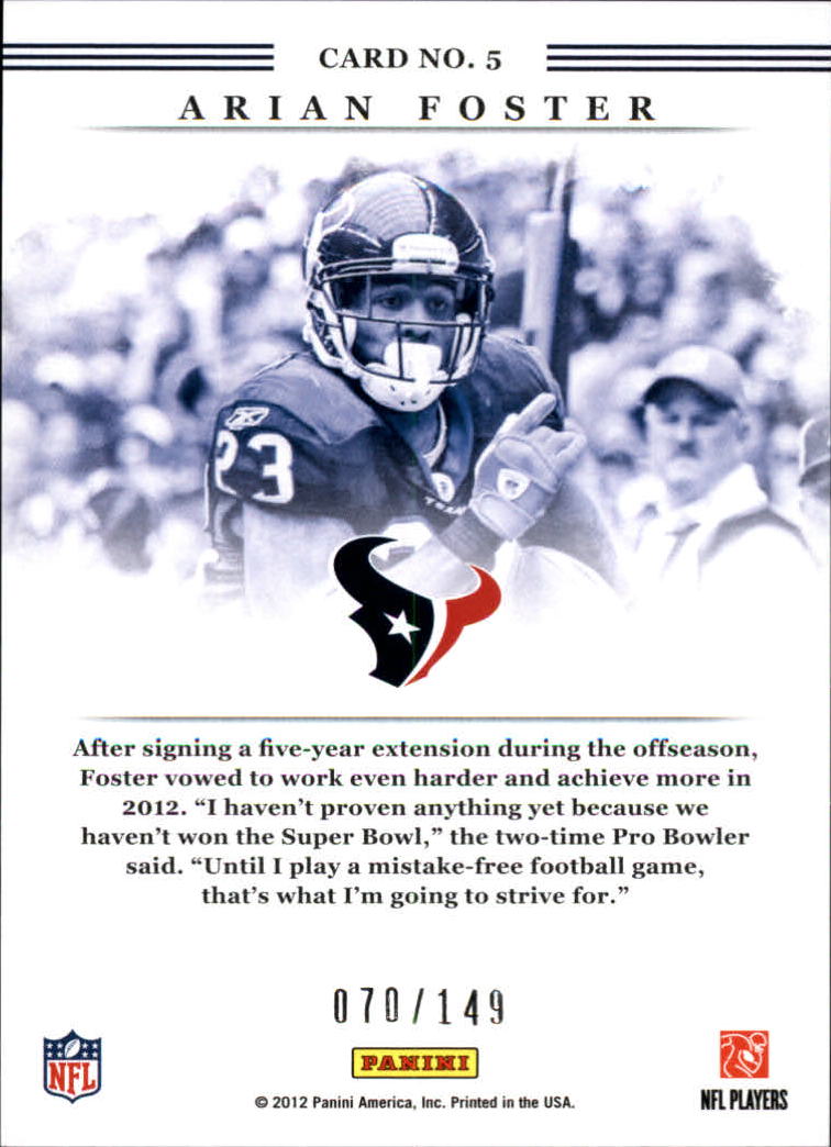 2012 Elite Series Gold #5 Arian Foster back image
