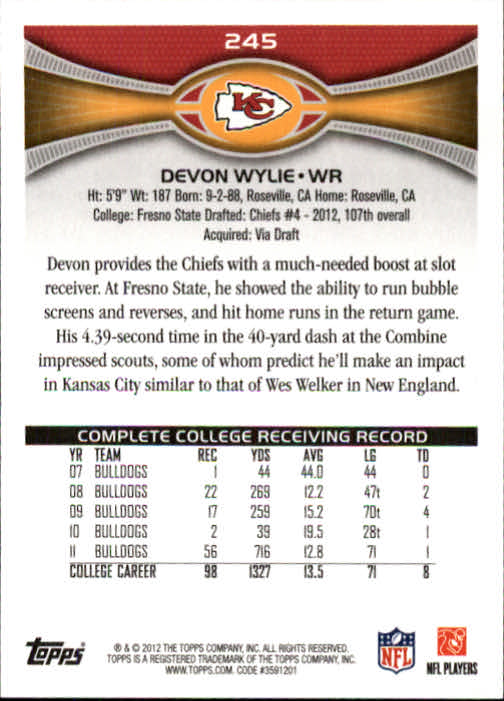 A1481- 2012 Topps Football Cards 203-402 +Rookies -You Pick- 15+ FREE US SHIP - Picture 71 of 351