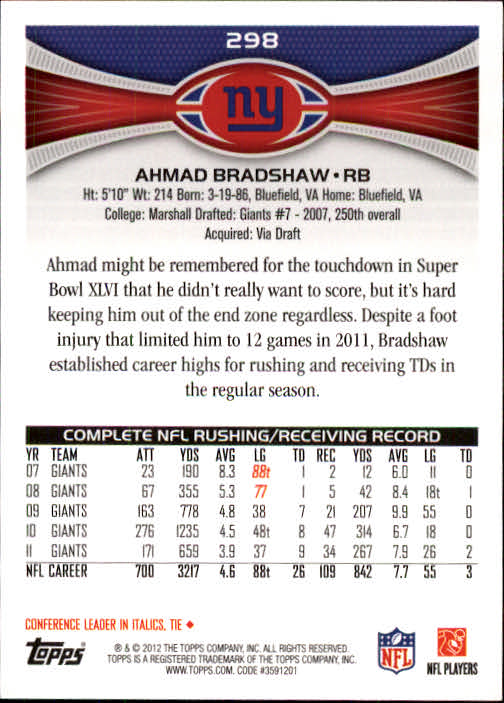 A1481- 2012 Topps Football Cards 203-402 +Rookies -You Pick- 15+ FREE US SHIP - Picture 167 of 351