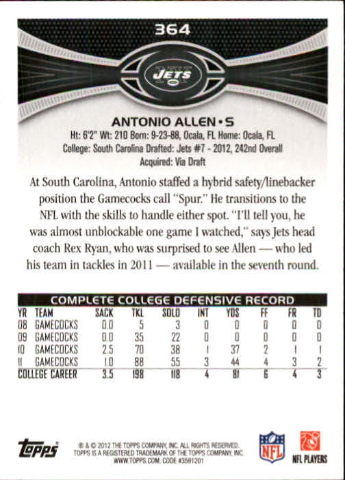 A1481- 2012 Topps Football Cards 203-402 +Rookies -You Pick- 15+ FREE US SHIP - Picture 279 of 351