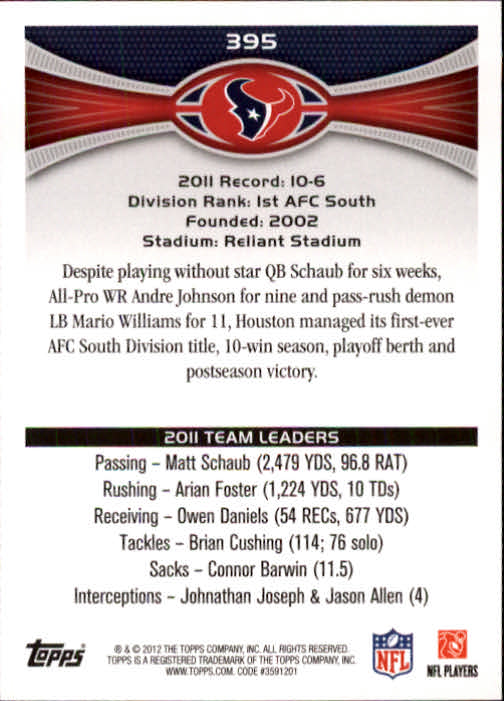 A1481- 2012 Topps Football Cards 203-402 +Rookies -You Pick- 15+ FREE US SHIP - Picture 337 of 351