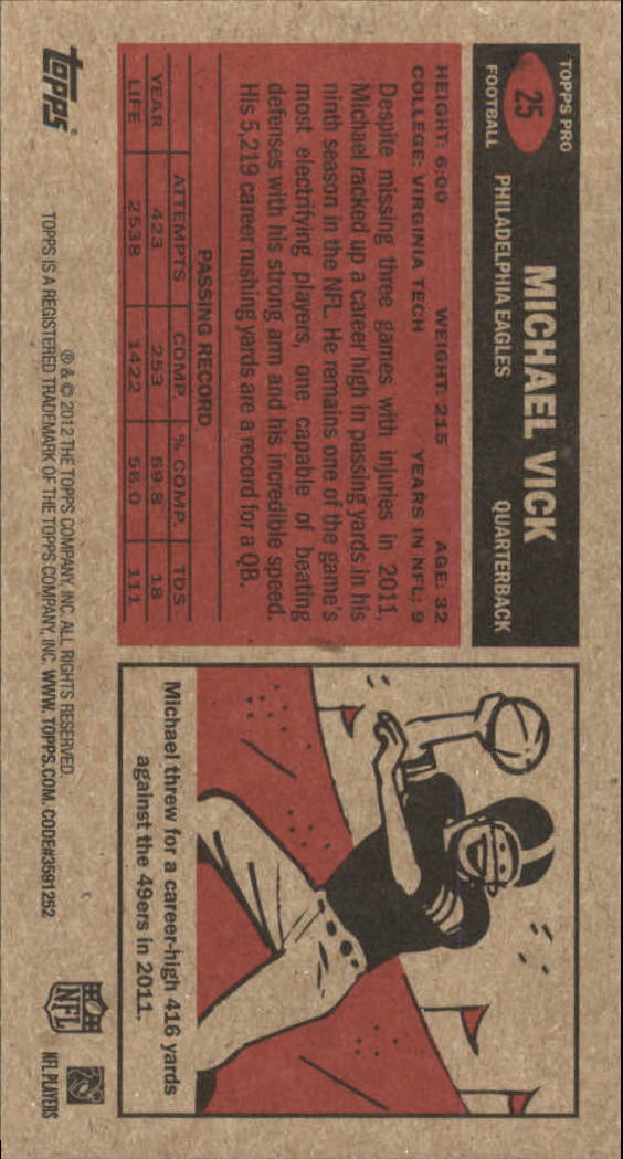 2012 Topps 1965 Mini #25 Michael Vick back image
