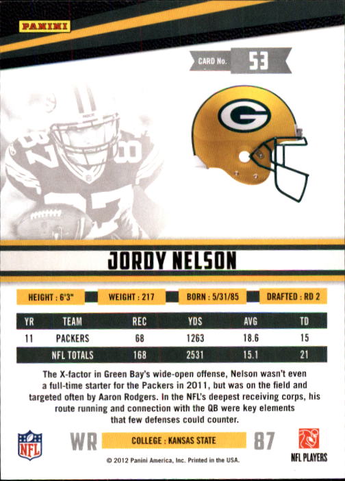 2012 Rookies and Stars #53 Jordy Nelson back image