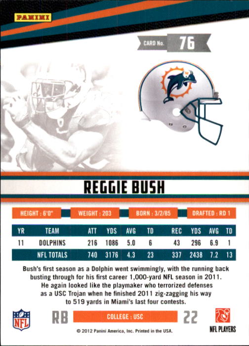 2012 Rookies and Stars #76 Reggie Bush back image