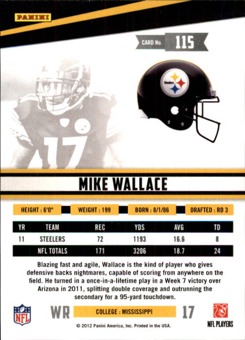 2012 Rookies and Stars #115 Mike Wallace back image