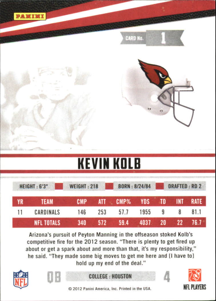 2012 Rookies and Stars True Blue #1 Kevin Kolb back image