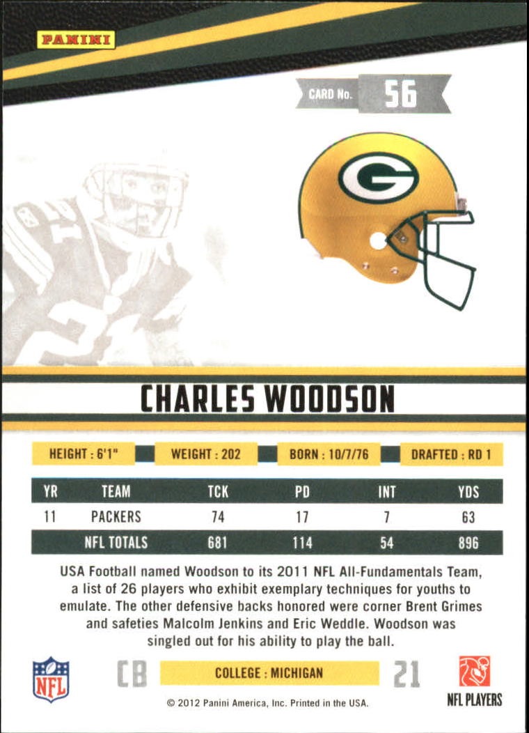2012 Rookies and Stars True Blue #56 Charles Woodson back image