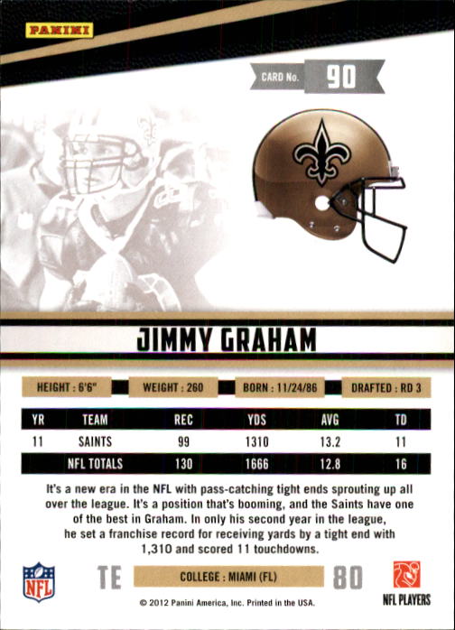 2012 Rookies and Stars True Blue #90 Jimmy Graham back image