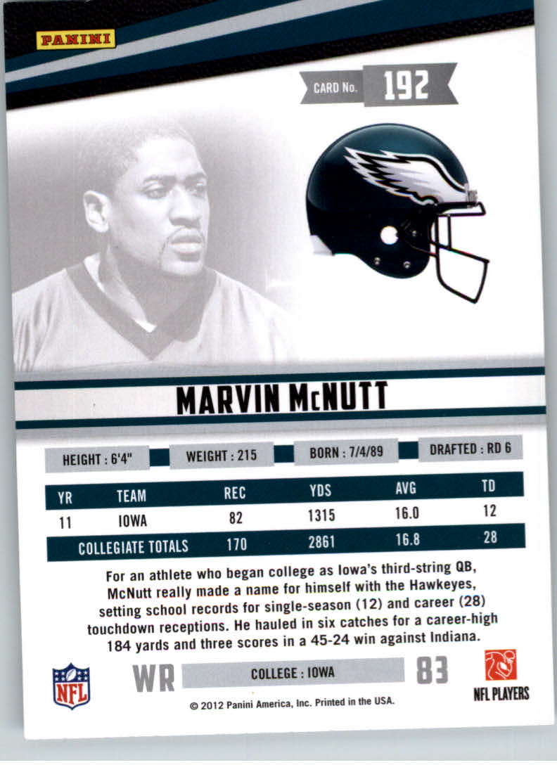 2012 Rookies and Stars True Blue #192 Marvin McNutt back image