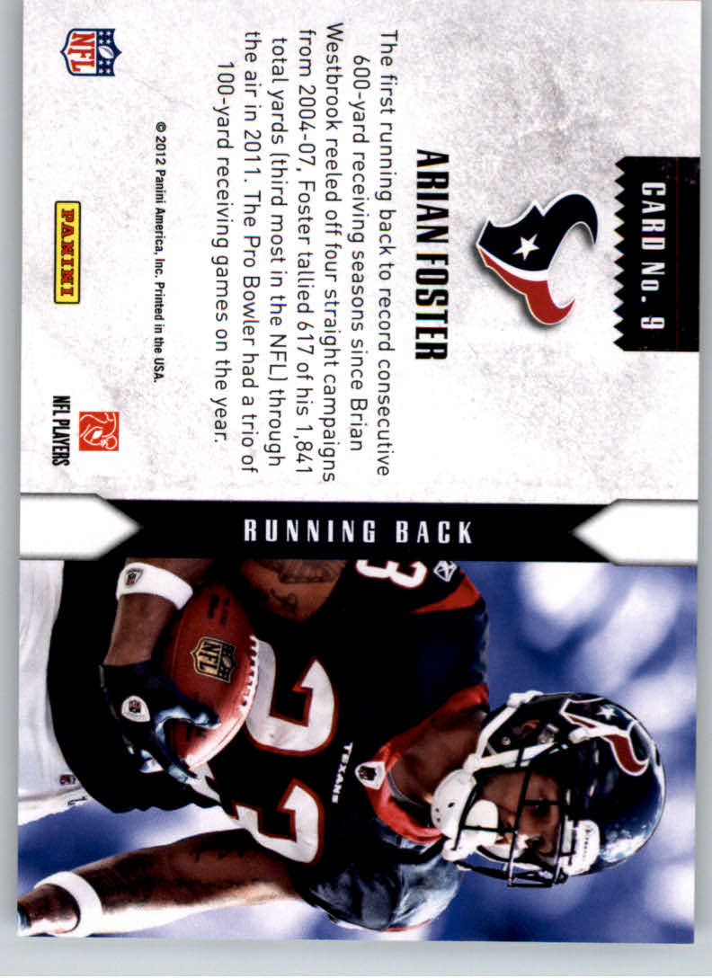 2012 Rookies and Stars Statistical Standouts #9 Arian Foster back image