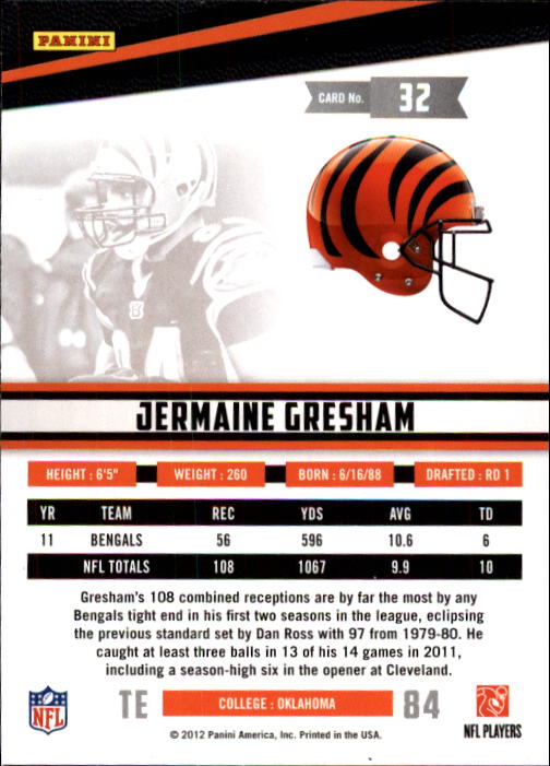 2012 Rookies and Stars Longevity #32 Jermaine Gresham back image