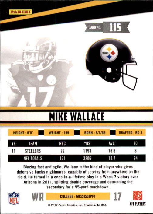 2012 Rookies and Stars Longevity #115 Mike Wallace back image