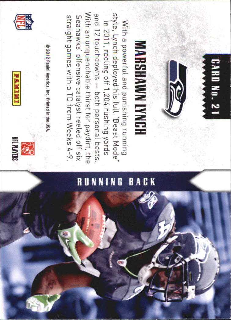 2012 Rookies and Stars Longevity Statistical Standouts #21 Marshawn Lynch back image