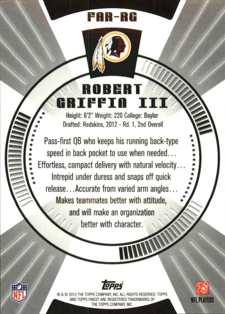2012 Finest Atomic Refractor Rookies #FARRG Robert Griffin III back image