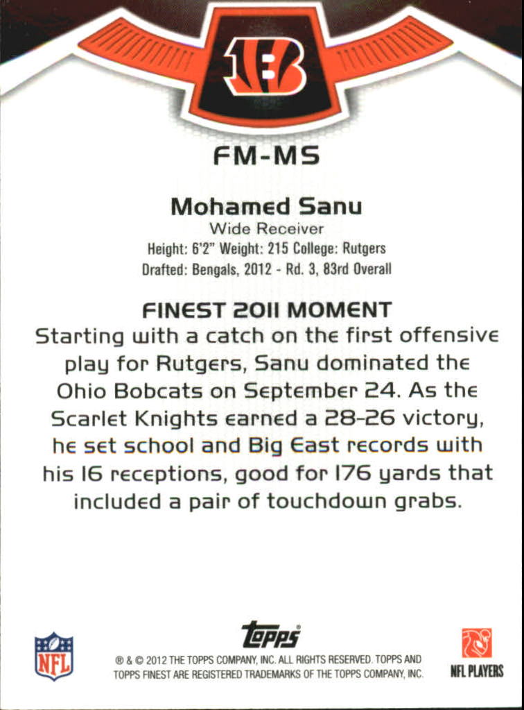 2012 Finest Moments #FMMS Mohamed Sanu back image