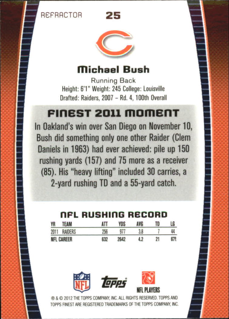 2012 Finest Prism Refractors #25 Michael Bush back image