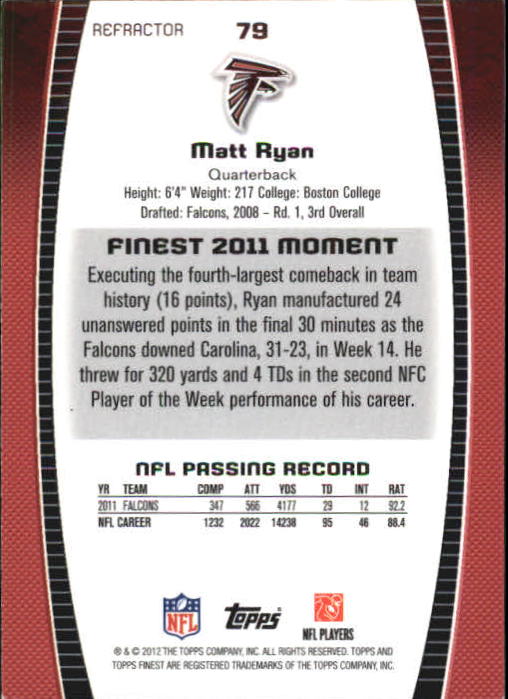 2012 Finest Prism Refractors #79 Matt Ryan back image