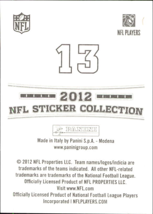 B0816- 2012 Panini Stickers FB Cards 1-250 +Rookies -You Pick- 15+ FREE US SHIP - Picture 17 of 405