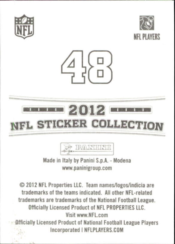 B0816- 2012 Panini Stickers FB Cards 1-250 +Rookies -You Pick- 15+ FREE US SHIP - Picture 77 of 405