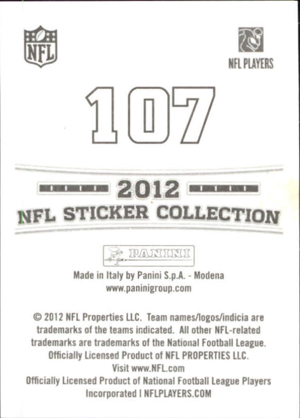 2012 Panini Stickers #107 Antonio Brown back image