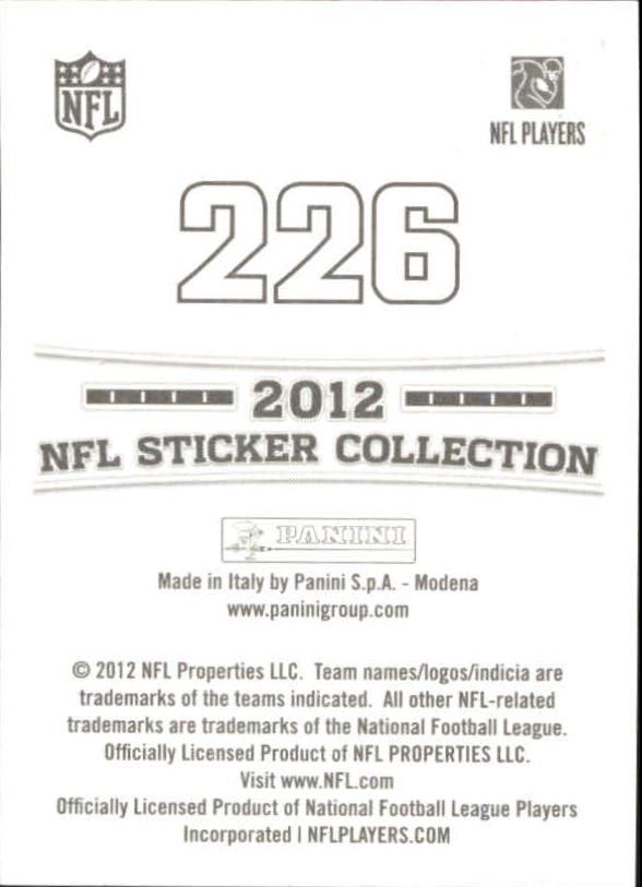 B0816- 2012 Panini Stickers FB Cards 1-250 +Rookies -You Pick- 15+ FREE US SHIP - Picture 365 of 405