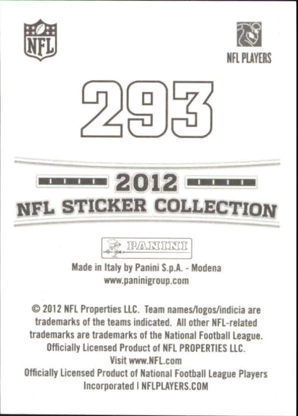2012 Panini Stickers #293 Lance Briggs back image