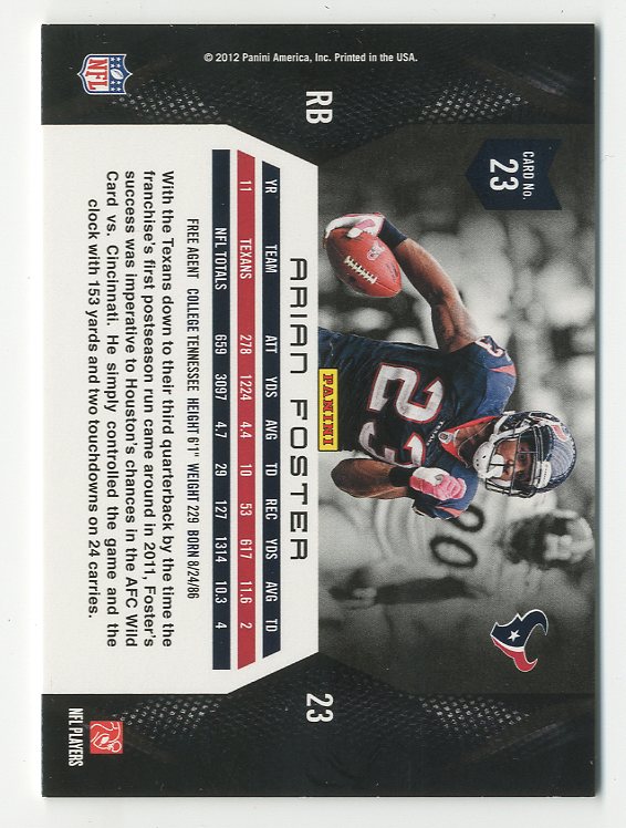 2012 Momentum #23 Arian Foster back image