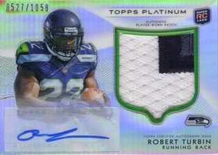 2012 Topps Platinum Rookie Patch Autographs Refractors #144 Robert Turbin/1058